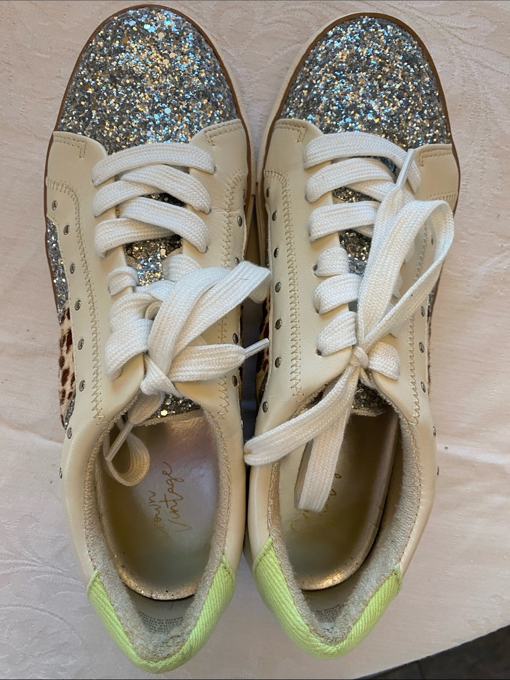 Crown Vintage Kalinda Glitter Cheetah Studded Platform Sneakers Size 10